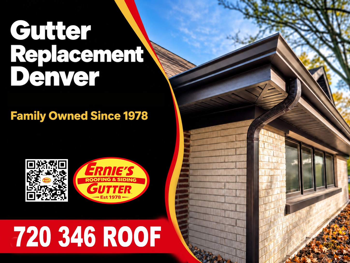 Gutter Replacement Denver by Ernie’s Gutter, offering seamless gutters in 13 colors to complement your home’s exterior.